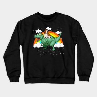 T Rex Dinosaur Riding Basset Hound Dog Crewneck Sweatshirt